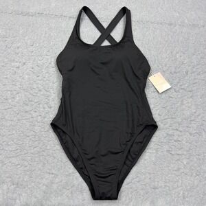 NEW Andie Swimsuit Women's Large Black The Full Coverage Tulum One Piece Strappy
